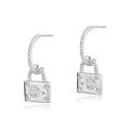 wholesale S925 sterling silver gold-plated fashion trendy snowflake lock earrings, original design accessories wholesale for autumn and winter new arrivals-0-4
