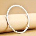 wholesale 925 Sterling Silver Six-Character Mantra Push-Pull Bangle for Women, Minimalist Thin Ethnic Style National Trend Handmade Artistic Bracelet-0-3