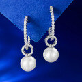 wholesale S925 Sterling Silver 100 Pearl Earrings Luxury Micro-Inlaid Ins Women's Earrings Live Stream Best Seller-0-1