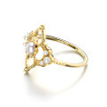wholesale S925 Silver Plated with 14K Gold, Dully Jewelry Spring New Product French Vintage Rococo Style Pearl Ring-0-4