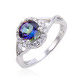 wholesale S925 Sterling Silver Vintage Natural Emerald Ring with Sapphire and Colored Gemstone Ring for Summer-0-7