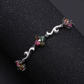 wholesale New S925 silver inlaid design-inspired natural tourmaline bracelet for women, creative princess-style gemstone bracelet-0-0