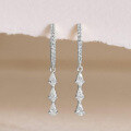 wholesale S925 Sterling Silver Teardrop Zirconia Tassel Earrings Gentle and Elegant Advanced Design Hoop Earrings-0-2