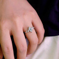 925 Sterling Silver Marquee Cut Moissanite Solitaire Ring-0-2
