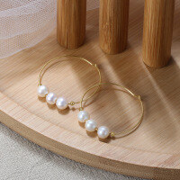 wholesale 925 Sterling Silver Cloud-pull Earrings, Natural Baroque Pearl Hoops, Korean Fashion Minimalist, Wholesale-Baroque pearl approximately 6mm, 14K gold &gt; 925 silver