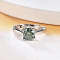 wholesale S925 Silver Adjustable Green Moissanite 1 Carat Letter Inlaid Ring with GRA Certificate-0-3