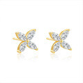 Sterling Silver 2025 Marquise Moissanite Four-Leaf Clover Unisex Earrings-0-3