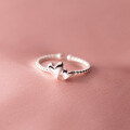 wholesale S925 silver Korean version minimalist double heart twist ring heart-shaped fresh index finger ring R00388-0-0