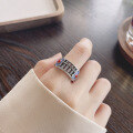 wholesale S925 Silver Retro Antique Style Resin-Inlaid Southern Red Agate Auspicious Cloud Abacus Rotatable Open Ring-0-3