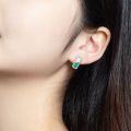 wholesale S925 Sterling Silver Inlaid Japanese Geometric Square Malachite Earrings for Women with White Shell, Fashionable Popular Gift Wholesale-0-1