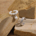 wholesale S925 Sterling Silver New Checkered Pattern Ear Clips for Women, Minimalist Style, Small and Unique, Versatile Pearl Silver Ear Accessories-0-0