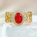 wholesale S925 Silver Jewelry 5*7 Oval Sunset Orange High Carbon Diamond Ring Simulated Diamond Ring Women's-0-0