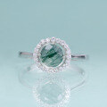 wholesale S925 Sterling Silver Vintage Round Natural Moss Agate Ring 08ct Cross-border-0-0