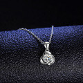 925 Sterling Silver 1ct Moissanite Pendant Necklace, Women's Clover Windmill Design Collarbone Chain-0-1