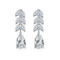 wholesale S925 Sterling Silver Gold Plated 5*8mm Marquise Leaf Earrings with Full Moissanite Studs for Women-0-4