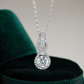 925 Sterling Silver 1ct Moissanite Classic Interlocking Pendant Necklace-0-4