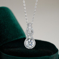 925 Sterling Silver 1ct Moissanite Classic Interlocking Pendant Necklace-1CT (set with D-color moissanite)  925 silver