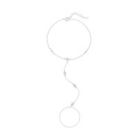 wholesale 925 Sterling Silver Rhinestone Evil Eye Heart Charm Bracelet Ring Chain Set-Platinum 925 silver