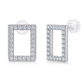 wholesale 18K Gold Plated S925 Sterling Silver Cross-Border New Moissanite Stud Earrings, Simple and Versatile Rectangle Earrings-0-4