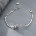 wholesale 925 Sterling Silver Sweet Double Ring Letter Colored Diamond Bracelet, Ins Style Exquisite Luxury Round Ring Bracelet S7731-0-2