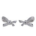wholesale S925 Sterling Silver Bow Stud Earrings, Korean and Japanese Fresh Sweet Ins Style, Non-Fading, Full Diamond Zirconia Earrings for Women-0-3