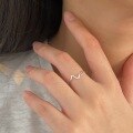 wholesale S925 Sterling Silver ECG Wave Ring for Women, Light Luxury Minimalist Adjustable Open Band-0-2