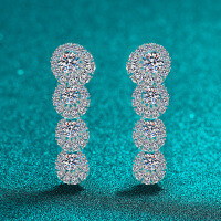 S925 Sterling Silver Moissanite Long Tassel Earrings for Women, Exaggerated Luxury Party Style.-7A Zircon  925 Silver