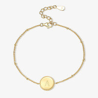 wholesale S925 Sterling Silver Ins Minimalist Smooth 26-Letter Circle Pendant Chain Bracelet Women Simple Fashion Classic-Letter D-Bracelet 925 Silver