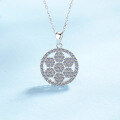 wholesale S925 Sterling Silver Moissanite Necklace for Women, Geometric Snowflake Pendant, Advanced and Exquisite Choker Necklace, Versatile-0-0