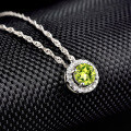 wholesale S925 silver zirconia factory wholesale women's fashion round peridot pendant necklace from Dongdaemun, Korea-0-2