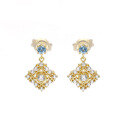 wholesale 925 Sterling Silver Gold Plated Natural Topaz Geometric High-end Korean Style Women's Earrings, Elegant Studs for Wholesale-0-0