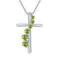 S925 Silver Cross Pendant with Pink Diamond and Sapphire Wholesale-0-22