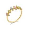 wholesale 925 Sterling Silver European & American Style Dainty Multi-Color Zircon Full Pavé Ring for Women, Versatile Stacking Ring-0-1