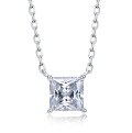 wholesale S925 silver new style 1ct princess-cut high-carbon diamond necklace for women, layered collarbone chain-0-1