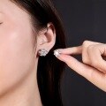 wholesale S925 sterling silver moissanite snowflake earrings, women's daily Korean-style hypoallergenic ear jewelry, birthday gift for girlfriend-0-3