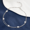 wholesale Metal Material: 925 Silver Cross-border Hot-selling Star Ankle Bracelet for Girls, High-end Sense, Niche Design, Wholesale Jewelry-0-3