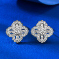 wholesale S925 Silver Zodran Jewelry's Popular Little Red Book Item: Cross Vajra Four-Leaf Flower Earrings, New Chinese Style National Trend-0-5