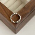 wholesale Vintage sterling silver S925 oxidized wheat-stitched open ring for women, Korean ins style stackable-0-3