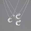 wholesale S925 Sterling Silver Fresh and Sweet Style Niche Design Single Diamond White Diamond Shell Moon Necklace Y01719-0-0
