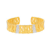 wholesale S925 Sterling Silver 432 Niche European and American High-End Style Bracelet, Multi-Color Plated Hollow Strap with Diamond Accents-Platinum + 18K gold &gt; 925 silver