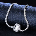 Sterling Silver Moissanite Rectangle Zuma Green Box Chain Women's Minimalist-0-1
