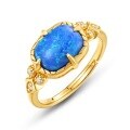 wholesale S925 Sterling Silver Japanese and Korean New Light Luxury Vintage Synthetic Blue Opal Ring, Palace Style Niche Hand Jewelry Wholesale-0-4