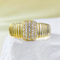 wholesale Metal S925, striped retro French grosgrain pattern,ins-R921 Gold 5