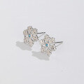 wholesale Sterling Silver Small Fresh Snowflake Earrings Women Blue Zircon Earrings Japanese and Korean Style Niche Design Cross-Border New Accessories-0-3