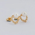 wholesale S925 Silver Plated 14K Gold French Minimalist Style Hollow Pearl Earrings-0-2