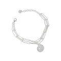 wholesale S925 sterling silver 217 Korean version ins niche design minimalist versatile lotus texture double-layer chain textured bracelet for women-0-4