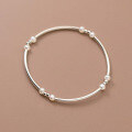 wholesale 925 Sterling Silver Bracelet Pearl Curved Tube Elastic Cord Light Bead Round Bead Bangle Dainty Best Friend Bracelet S5354-0-1
