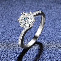 S925 Sterling Silver Moissanite Women's Twist Snowflake Adjustable Open Ring-1 carat (simulated diamond)  11 yards