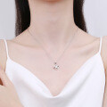 S925 Sterling Silver Moissanite Four-Leaf Clover Pendant Necklace-0-2