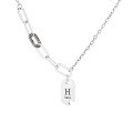 wholesale S925 Sterling Silver Korean-Japanese Style H-Letter Inlaid Colored Zircon Chain Necklace for Edgy Sweet-Cool Aesthetic-0-5